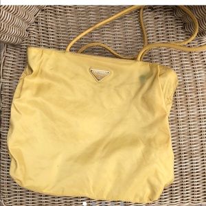 Prada yellow nylon tote